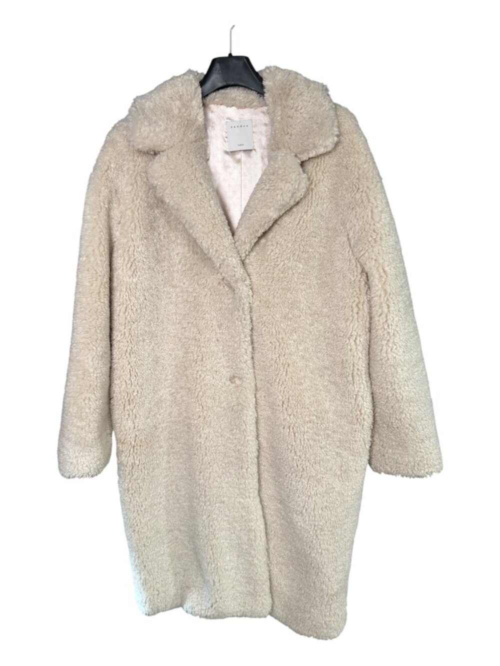 SANDRO Rocky Long Faux fur Coat Size 36